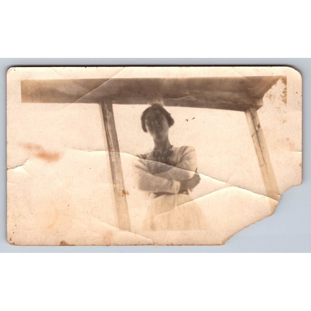 Young Woman Portrait 1930s Snapshot Photograph Candid Americana Vintage Sepia